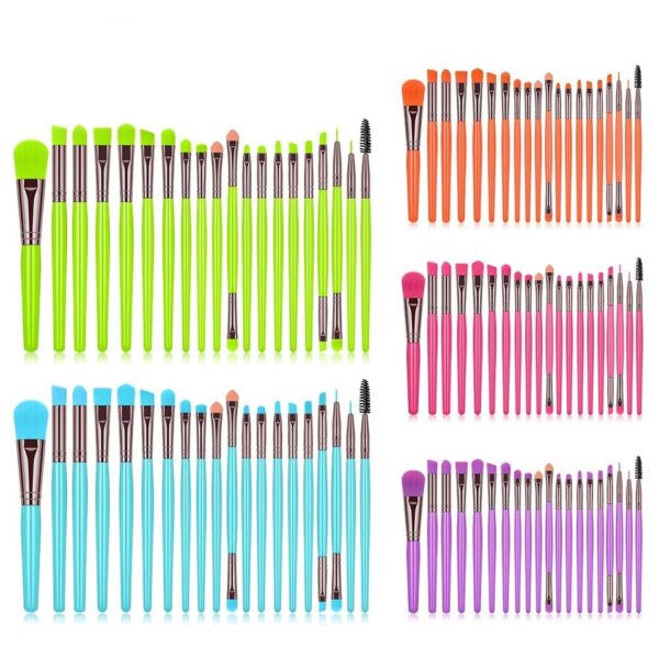 Kit 20 Pinceis Profissional Pincel Maquiagem Neon Beleza pincéis de maquiagem ENVIO RÁPIDO - Imagem 3