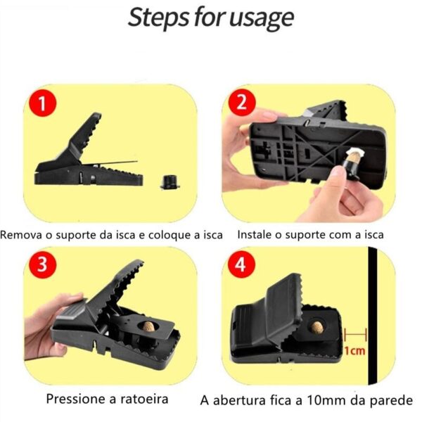 Ratoeira Mecânica Armadilha para Ratos Camundongos - Imagem 4