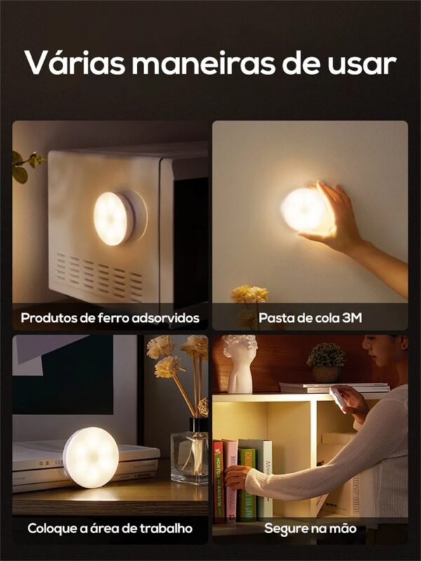 Sensor de movimento led light night usb recarregável sem fio - Imagem 6