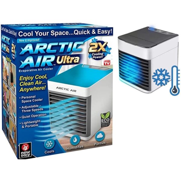 Mini Ar Condicionado Portátil Cooler Umidificador Climatizador Luz Led Clima Artic 3 Velocidades Refrigerador Pessoal - Imagem 4