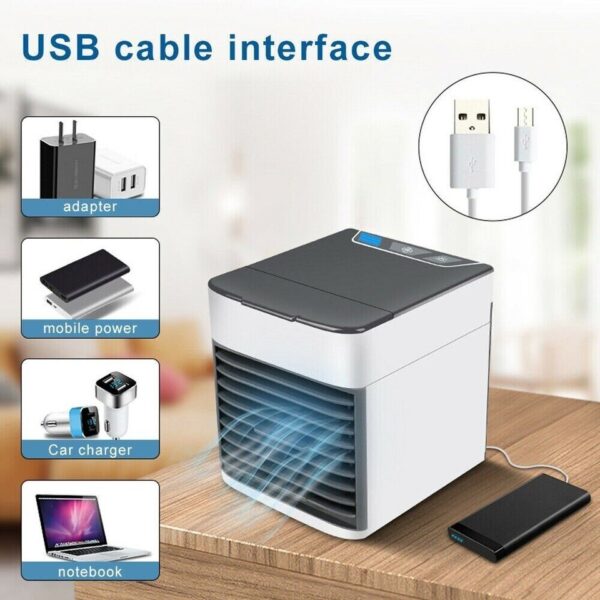 Mini Ar Condicionado Portátil Cooler Umidificador Climatizador Luz Led Clima Artic 3 Velocidades Refrigerador Pessoal - Imagem 3