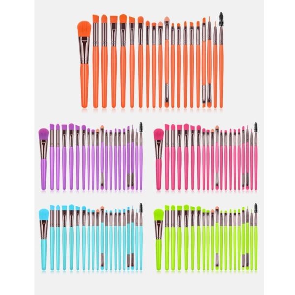 Kit 20 Pinceis Profissional Pincel Maquiagem Neon Beleza pincéis de maquiagem ENVIO RÁPIDO - Imagem 5