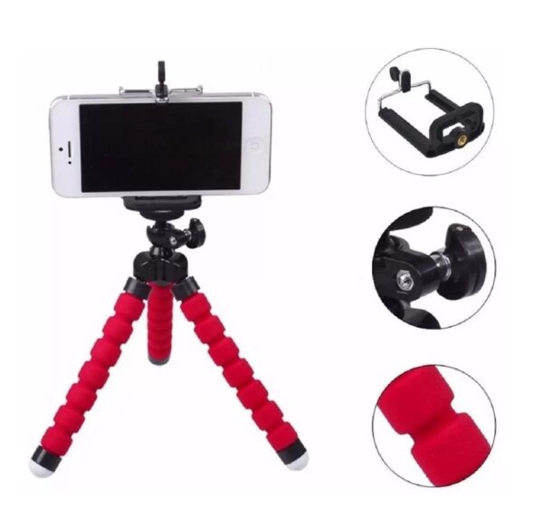 Mini Esponja Flexível Octopus Tripé para iPhone Samsung Xiaomi Huawei Telefone Móvel Smartphone - Imagem 6