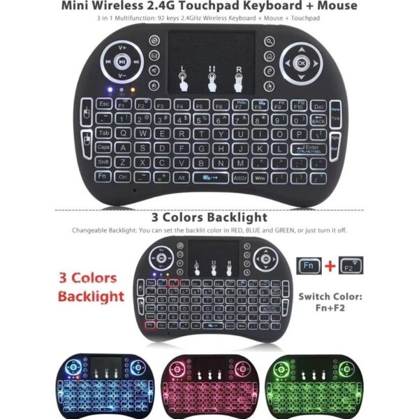 Mini Teclado Controle Usb Touchpad Smart Tv Box Pc Ps3 Iluminado - Imagem 5