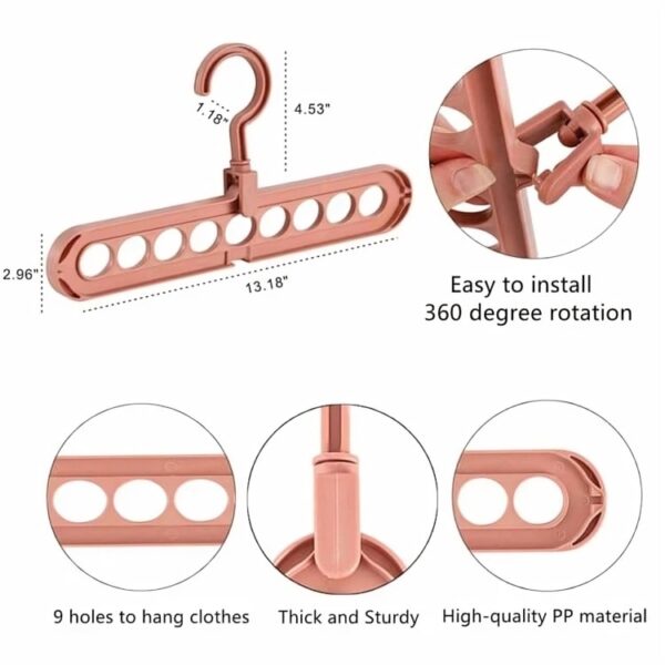 Cabide Mágico 9 Furos Dobrável Economia de Espaço para Calças Camisas Bolsas Organizador de Armário - Imagem 2