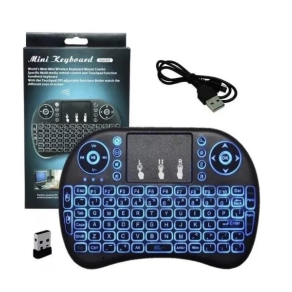 Mini Teclado Controle Usb Touchpad Smart Tv Box Pc Ps3 Iluminado - Imagem 4