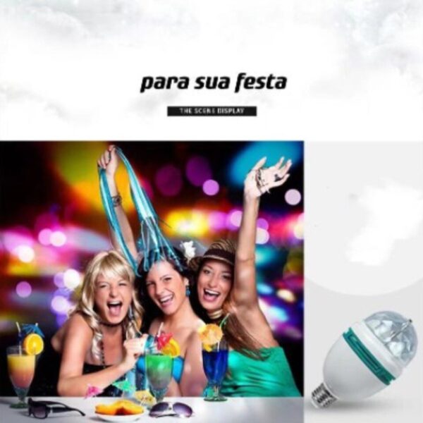 Lâmpada Led Giratória Colorida Globo de Luz Festa + Soquetee - Imagem 3
