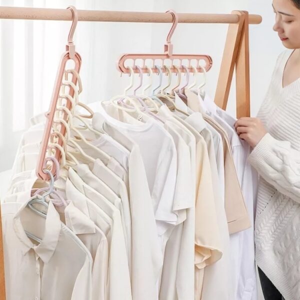 Cabide Mágico 9 Furos Dobrável Economia de Espaço para Calças Camisas Bolsas Organizador de Armário - Imagem 7