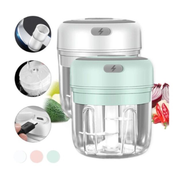 Mini Processador Elétrico de Alimentos Portátil com  lâminas de aço inox USB 250 ml Bivolt Enviar cor aleatória - Imagem 4