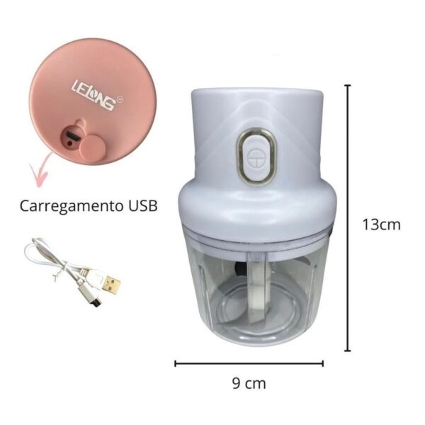 Mini triturador de alimentos elétricos 3 lâminas 250 ml usb - Imagem 2