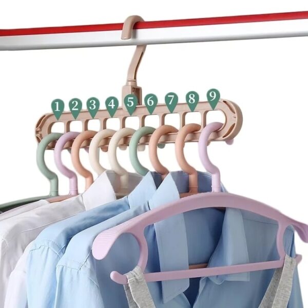 Cabide Mágico 9 Furos Dobrável Economia de Espaço para Calças Camisas Bolsas Organizador de Armário - Imagem 5