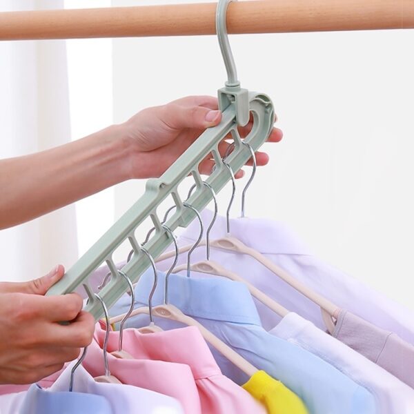 Cabide Mágico 9 Furos Dobrável Economia de Espaço para Calças Camisas Bolsas Organizador de Armário - Imagem 4