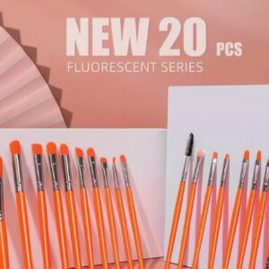 Kit 20 Pinceis Profissional Pincel Maquiagem Preto e Neon