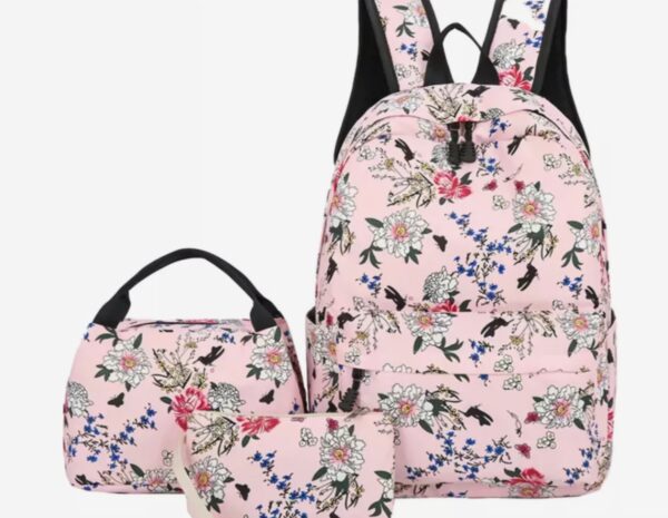 Kit 3 peças bolsa escolar feminina mochila impressa enviar cor aleatória