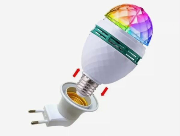 Lâmpada Led Giratória Colorida Globo de Luz Festa + Soquetee