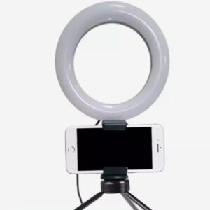 Iluminador Ring Light 6 Polegadas (16cm) com Tripe e Suporte para Celular - Ideal para Influenciador Digital, Video Conferencia