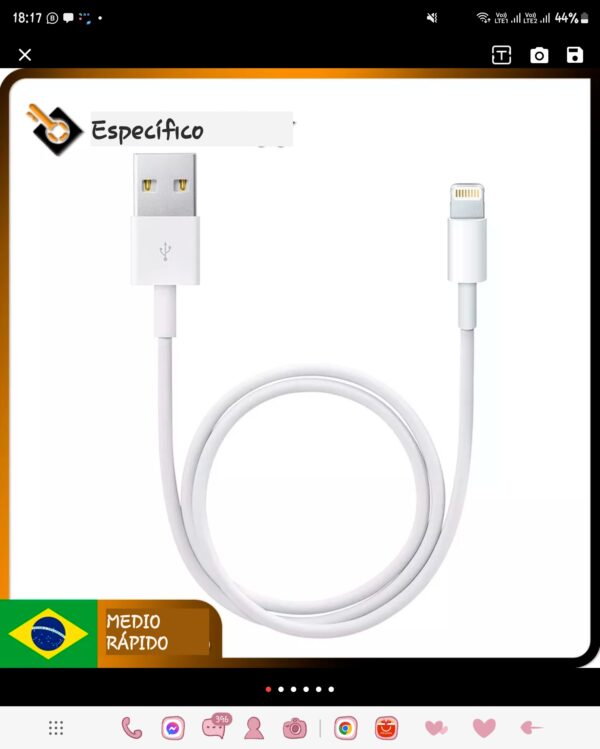 Cabo para IPhone USB 1m/para IPhone Lighting Carregador