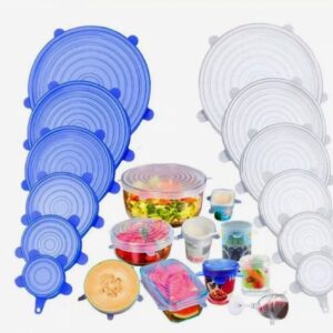 Kit 6 Tampas de Silicone Universal Reutilizável