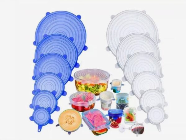 Kit 6 Tampas de Silicone Universal Reutilizável