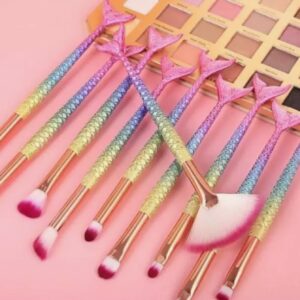 Kit 10 peças de pincéis de maquiagem sereia conjunto profissional