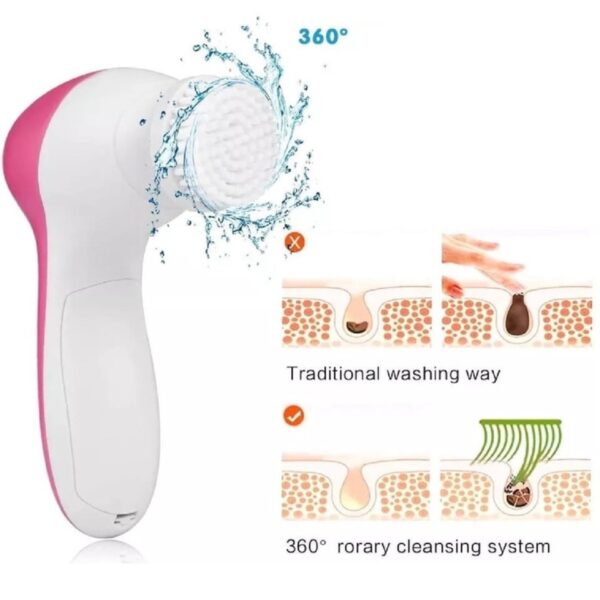 Escova Elétrica Limpeza Massageadora Facial Esfoliação 5 em 1 - Imagem 4