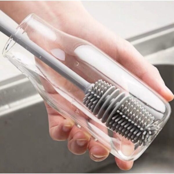 Escova de Lavar Garrafa Mamadeira Copo Taça Silicone - Imagem 4